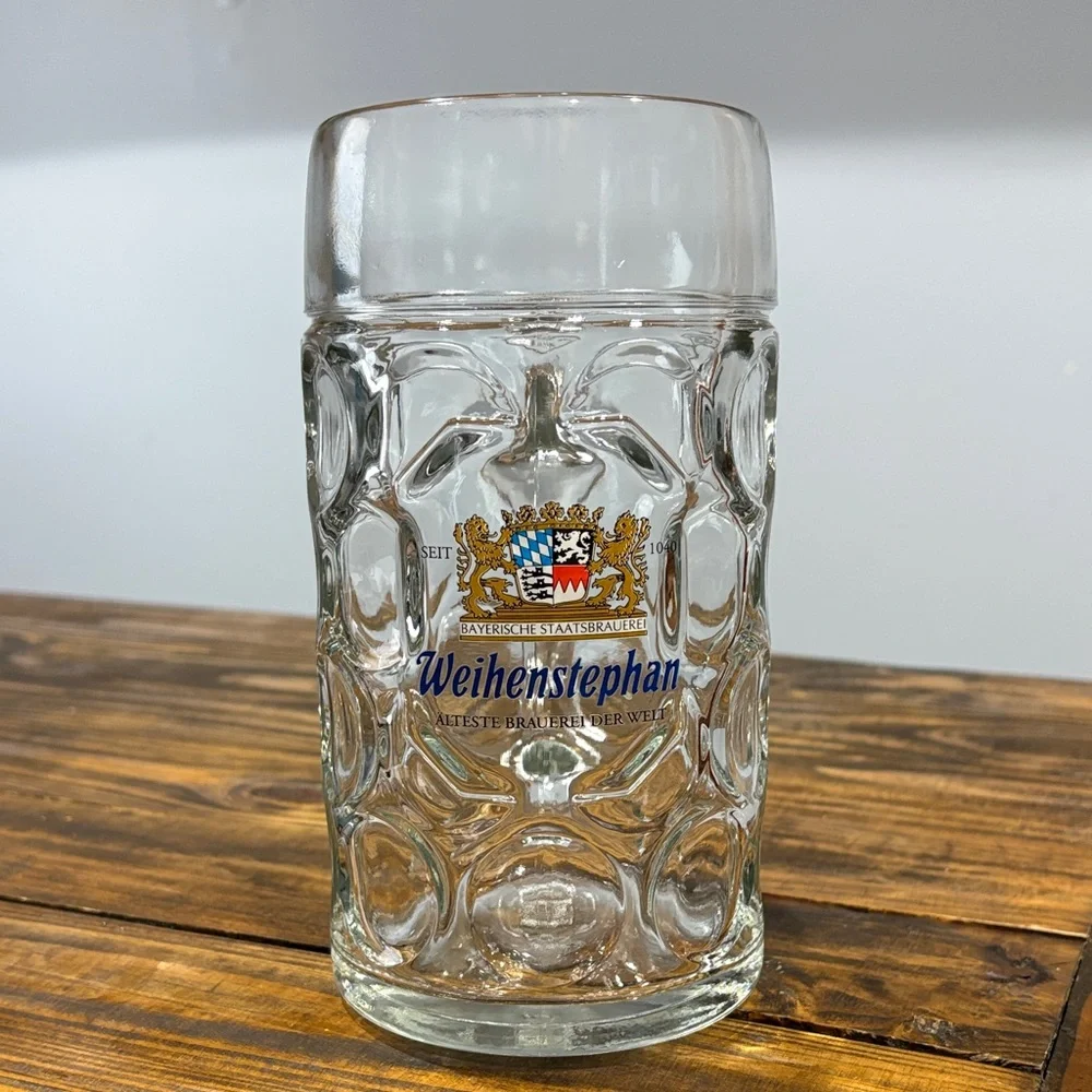 Clear Glass Beer Stein - Classic Dimpled Design